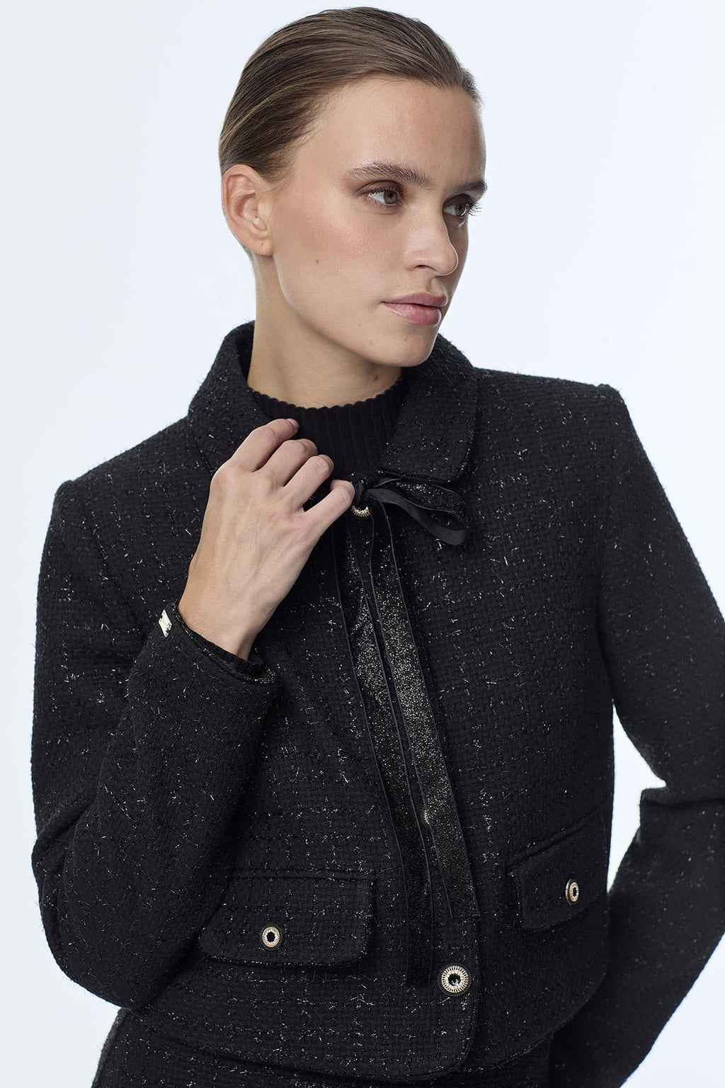 Tweed Desenli Ikili Siyah Takım 1373