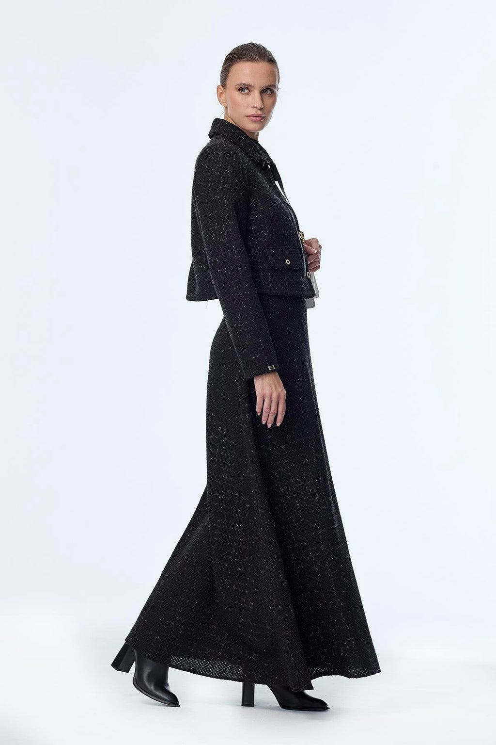 Tweed Desenli Ikili Siyah Takım 1373