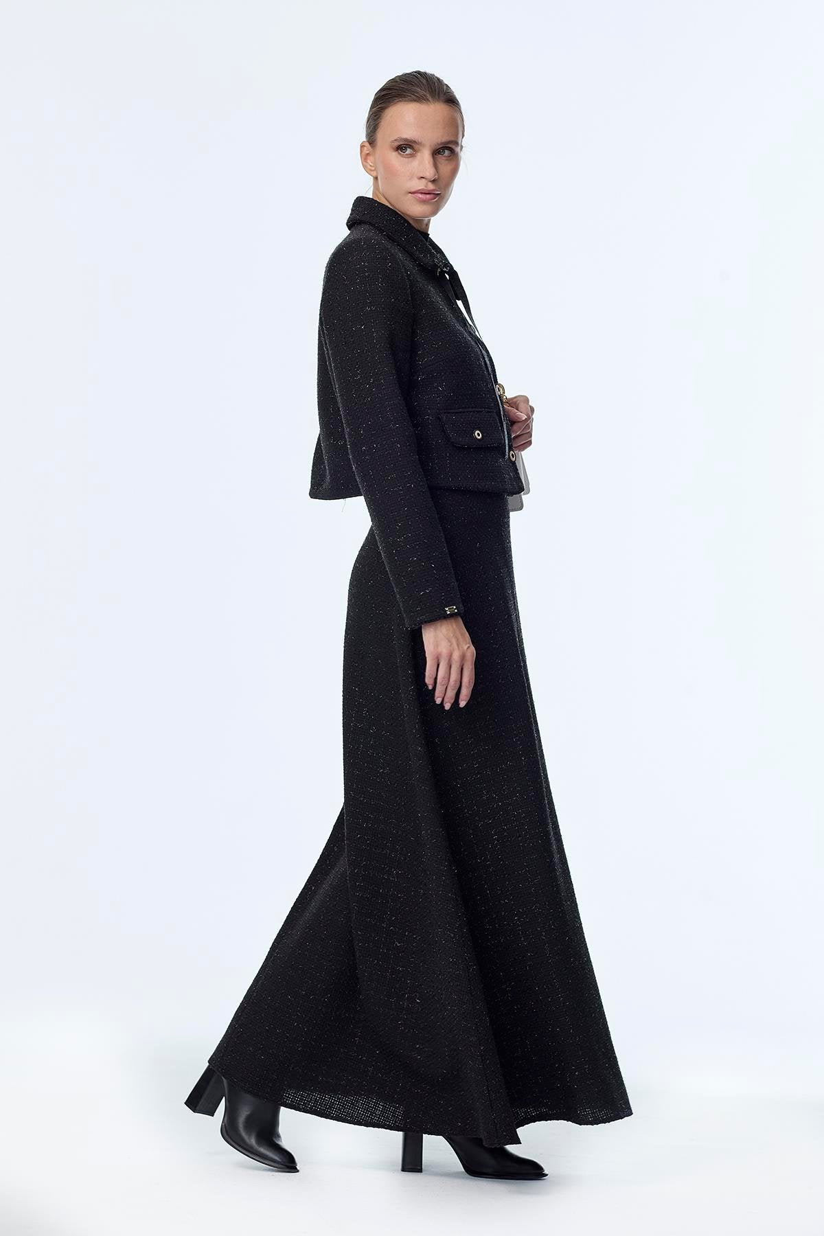 Tweed Desenli Ikili Siyah Takım 1373