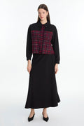 Tweed Desenli Broşlu Ikili Mürdüm Takım 1699