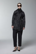 Tweed Desenli Kuşaklı Ikili Siyah Takım 1704