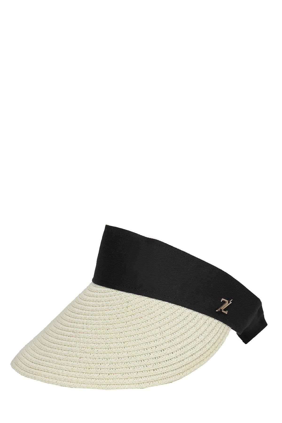 Light Beige Straw Visor Hat A.bej Şapka 0002