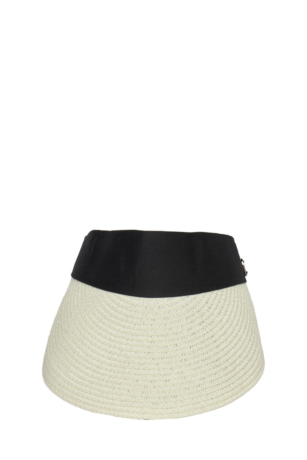 Light Beige Straw Visor Hat A.bej Şapka 0002