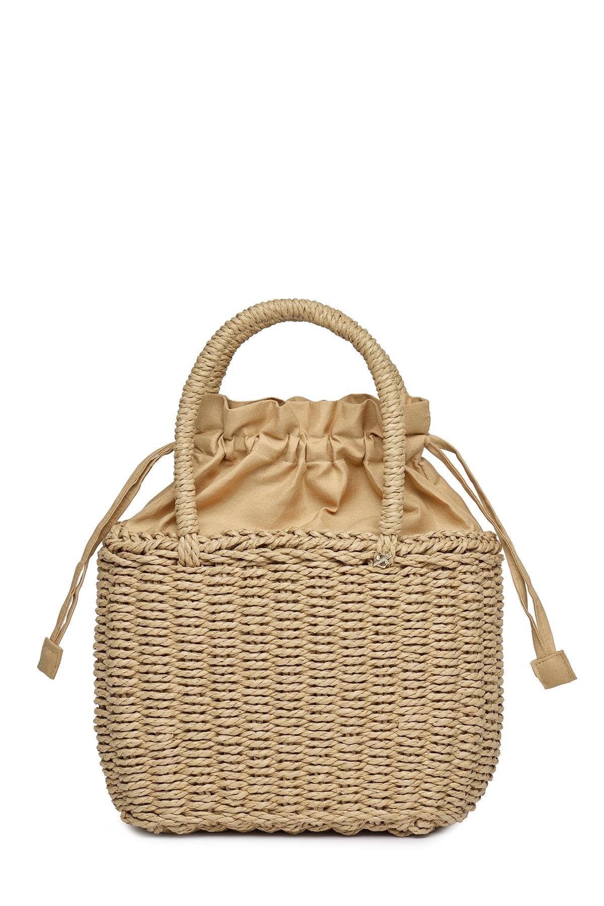 Büzgülü Hasır Camel Çanta 0045