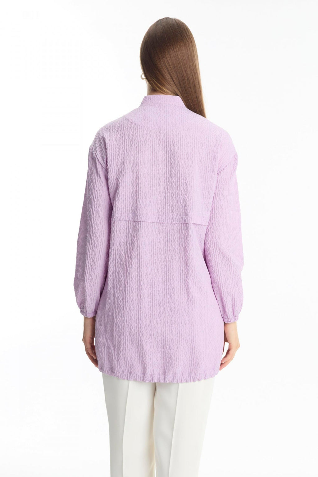 Desenli Dik Yaka Spor Lavanta Ceket 0140