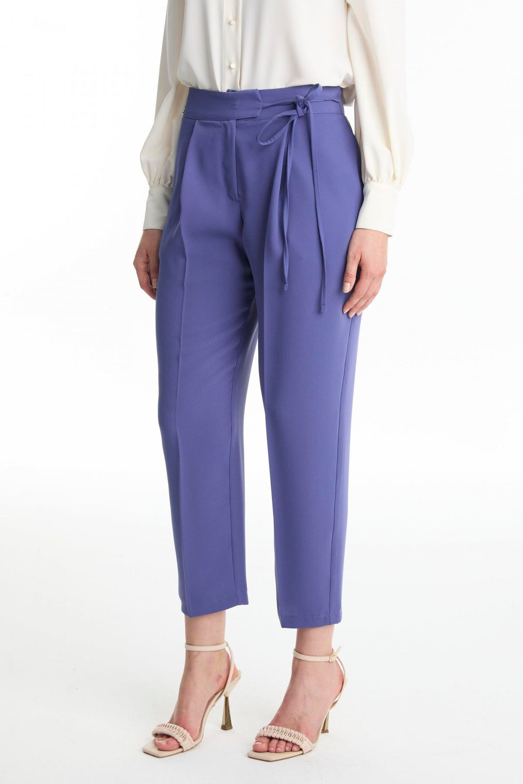 Pileli Kuşak Detaylı Menekşe Pantolon 0229