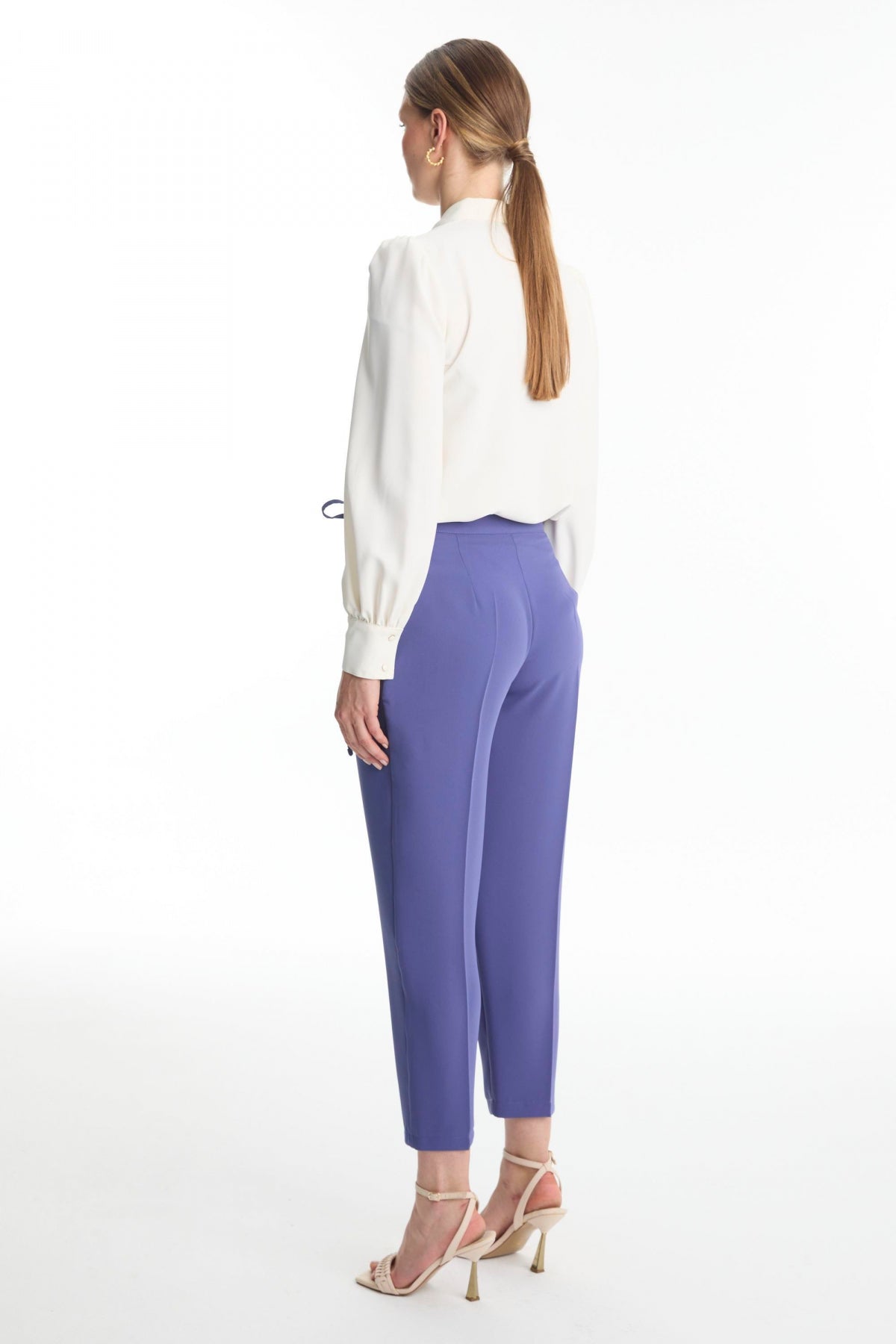 Pileli Kuşak Detaylı Menekşe Pantolon 0229
