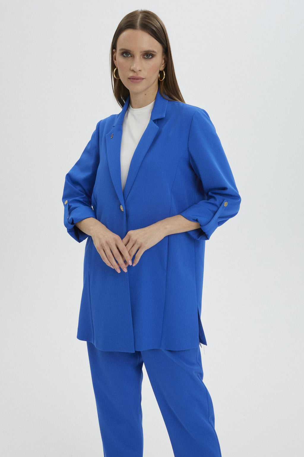 Kol Detaylı Ceket Pantolon Saks Takım 1144