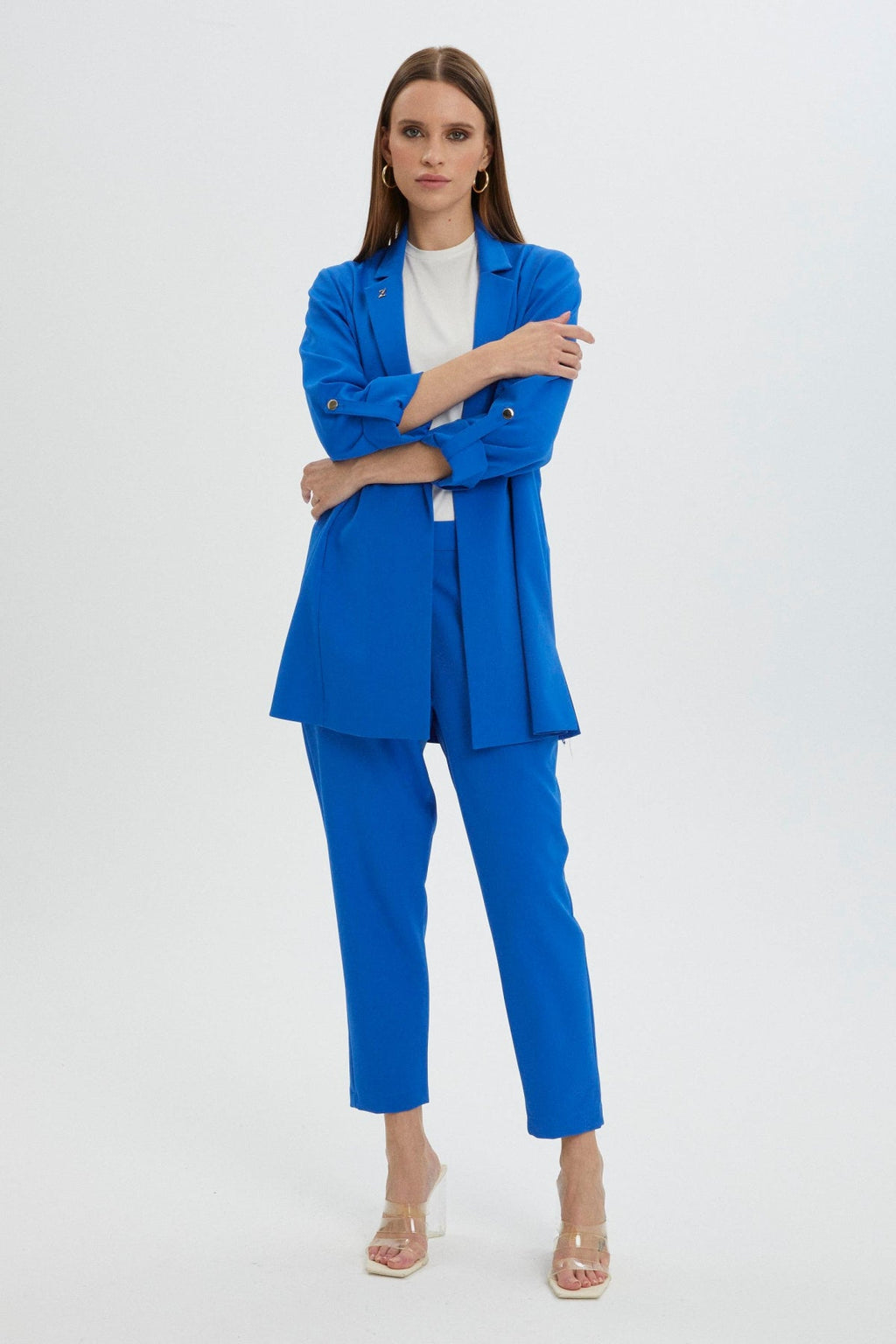 Kol Detaylı Ceket Pantolon Saks Takım 1144