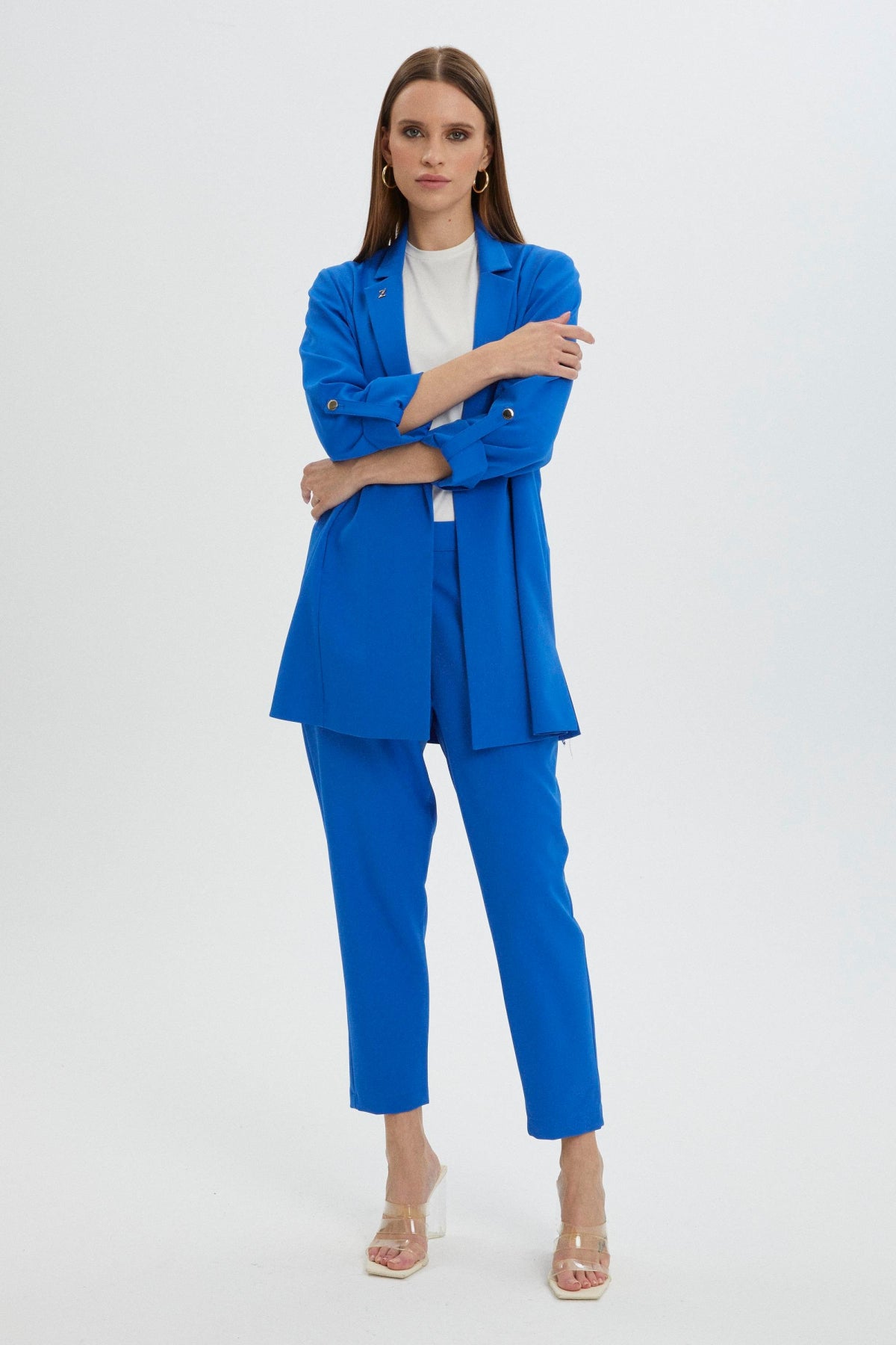 Kol Detaylı Ceket Pantolon Saks Takım 1144