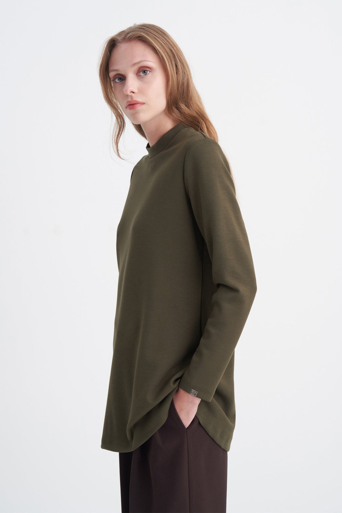Dik Yaka Fitilli Haki Tunik 0014