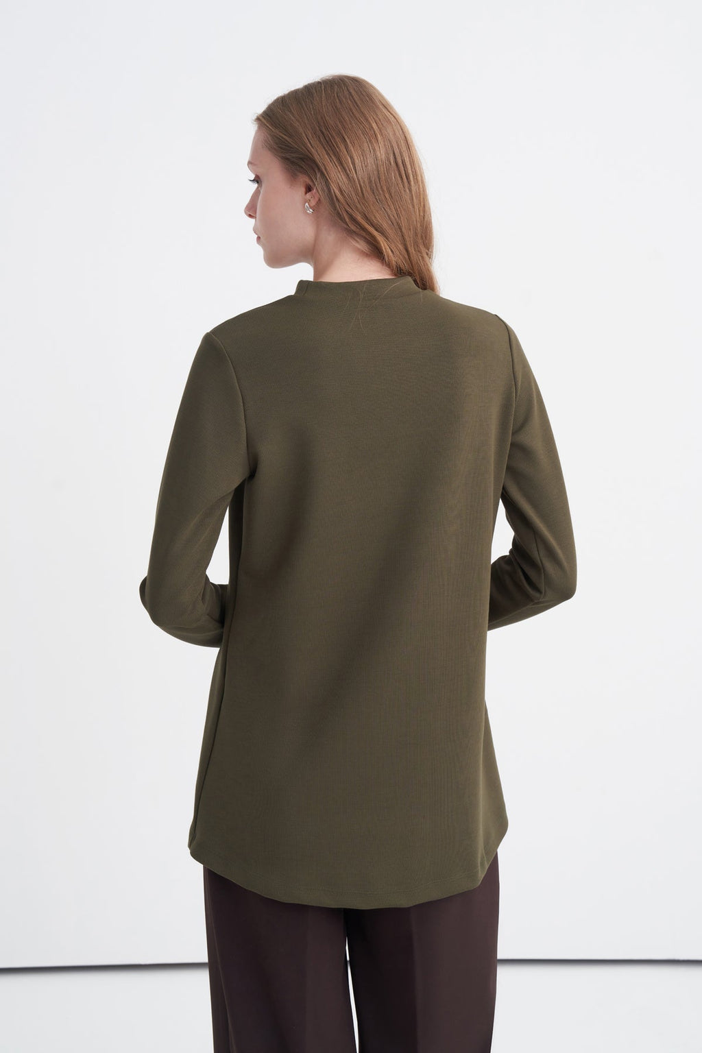 Dik Yaka Fitilli Haki Tunik 0014