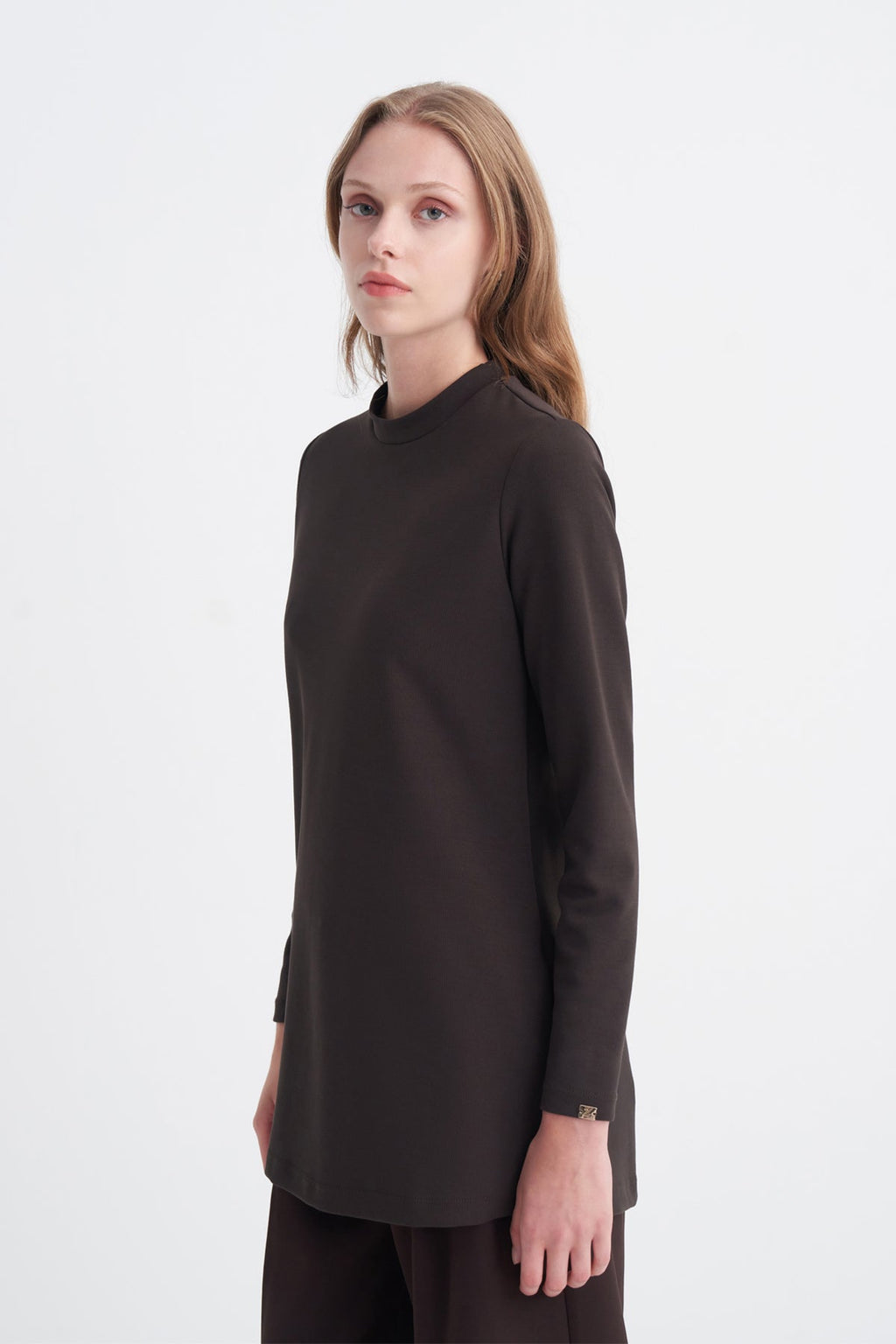 Dik Yaka Fitilli Kahve Tunik 0014