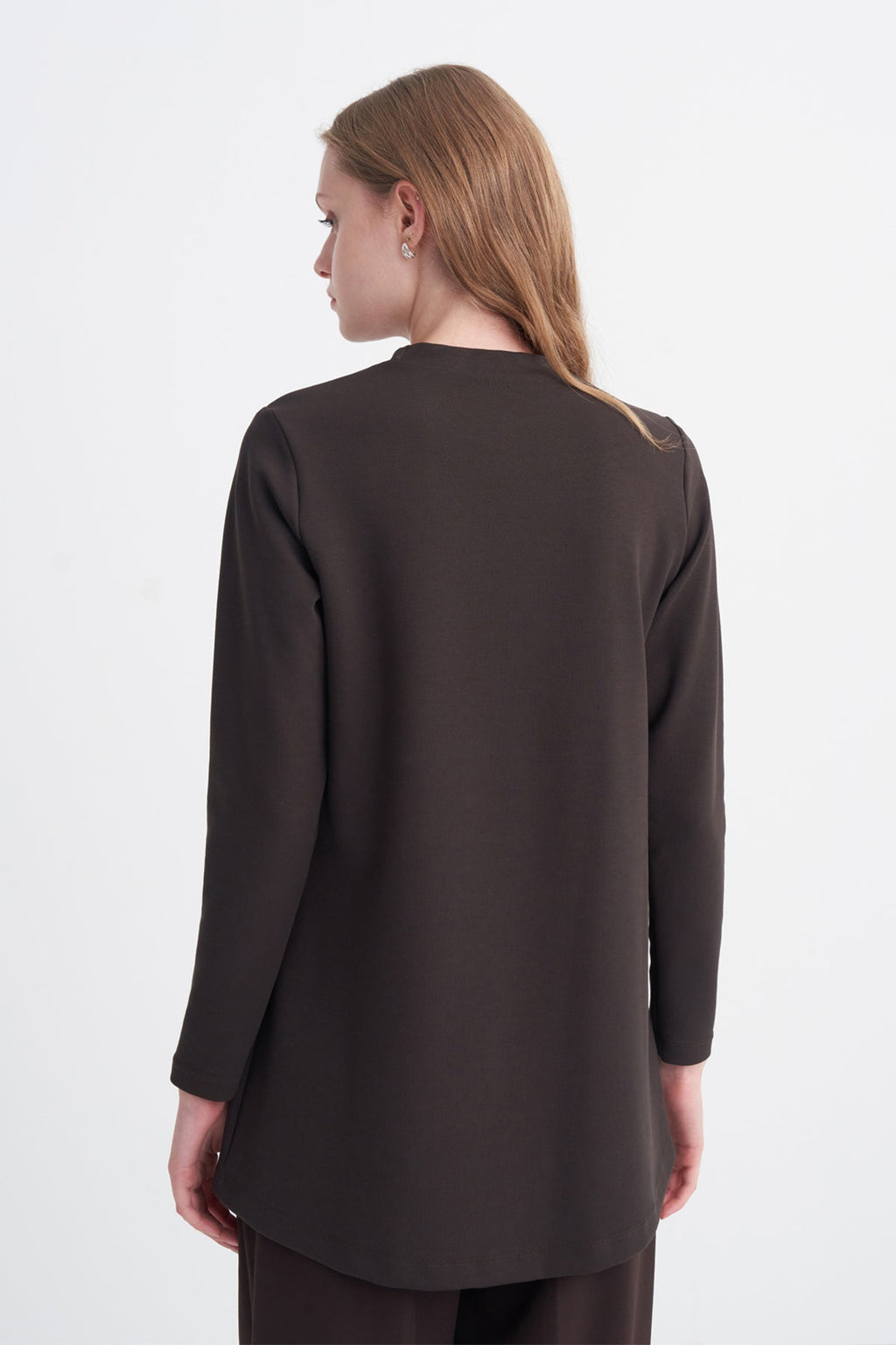 Dik Yaka Fitilli Kahve Tunik 0014