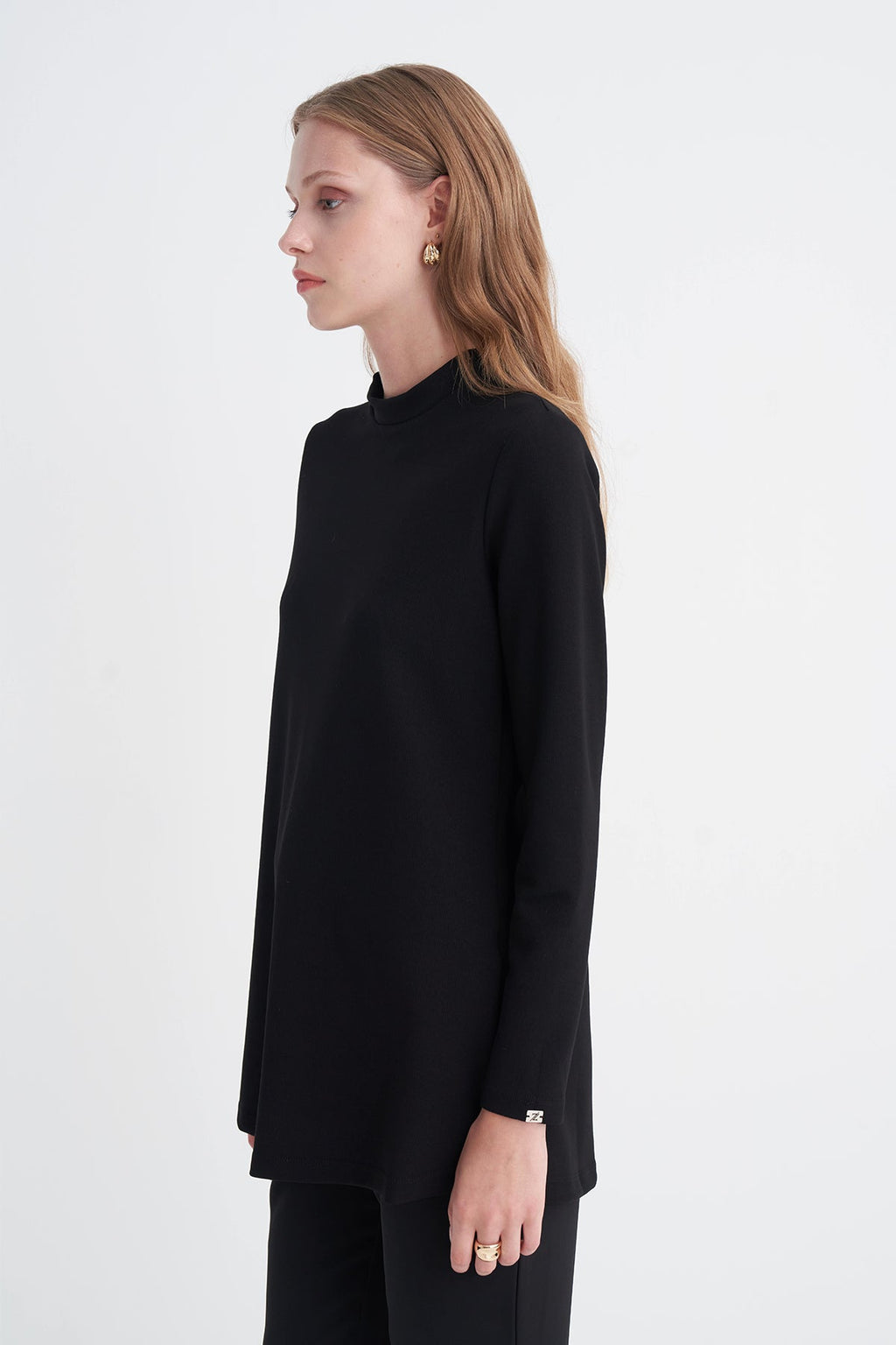 Dik Yaka Fitilli Siyah Tunik 0014