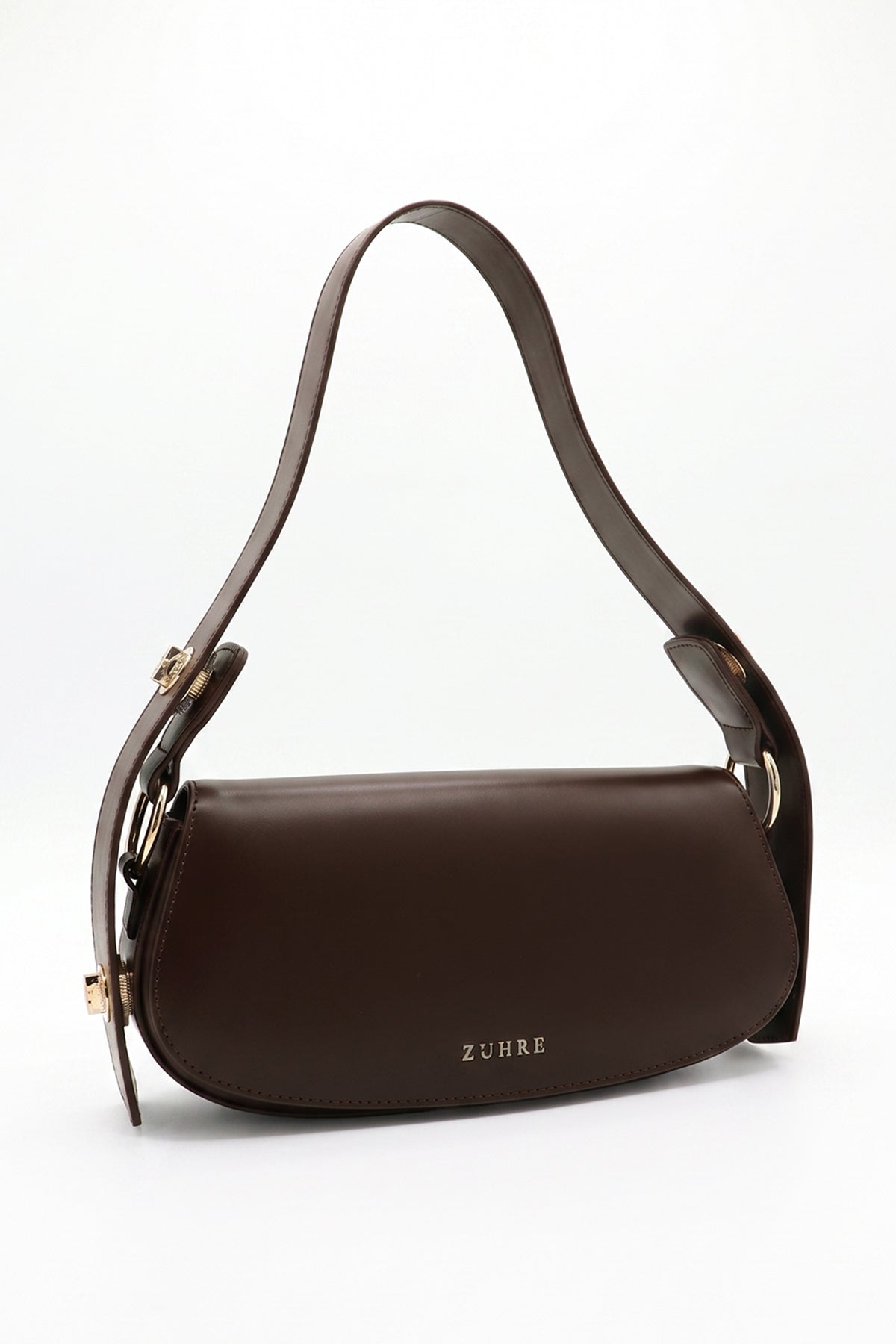 Tokalı Kapaklı Baget Kahve Çanta 0068