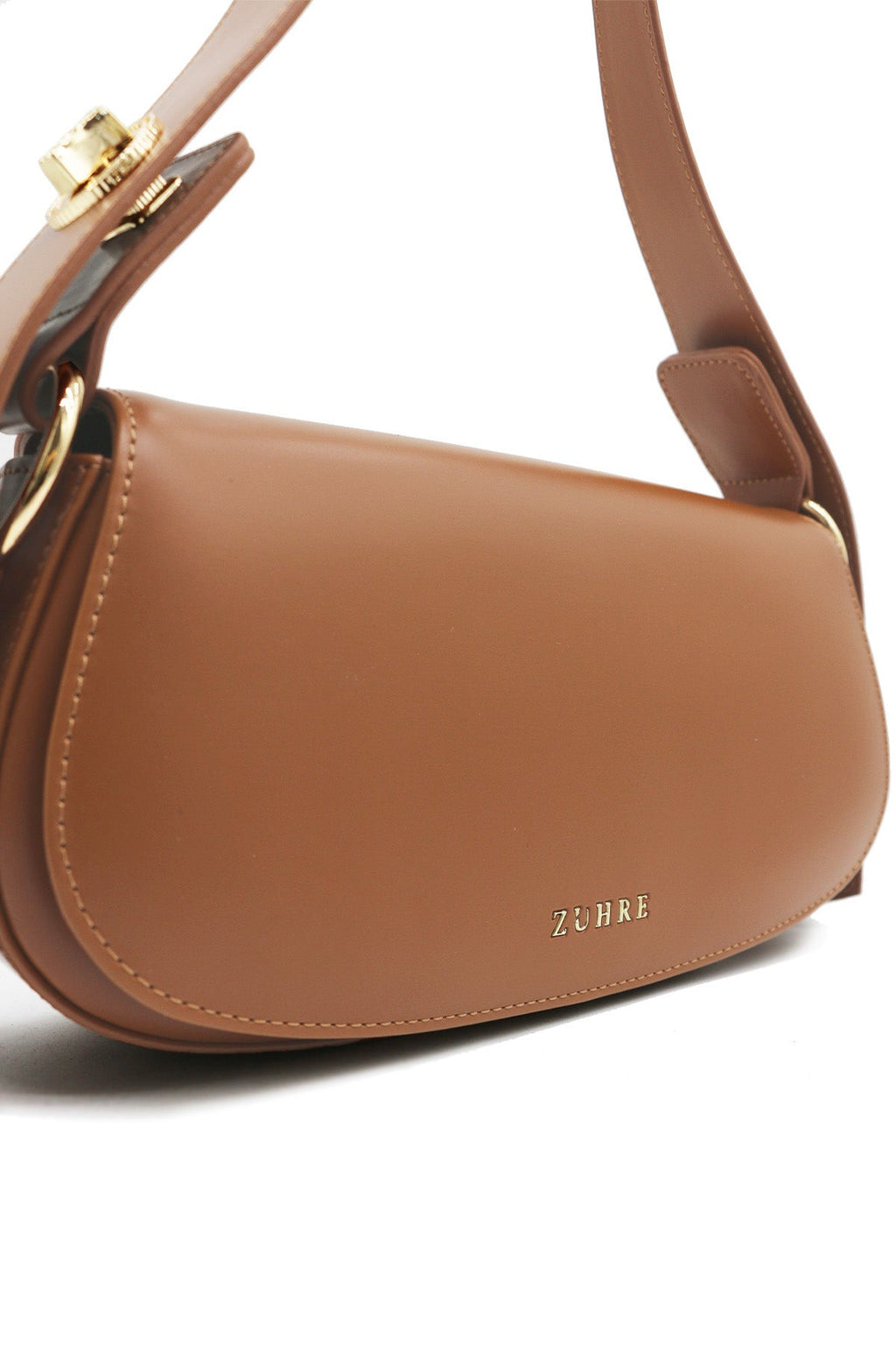 Tokalı Kapaklı Baget Camel Çanta 0068