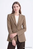 Cep Detaylı Tek Düğmeli Süet Blazer Vizon Ceket 0070