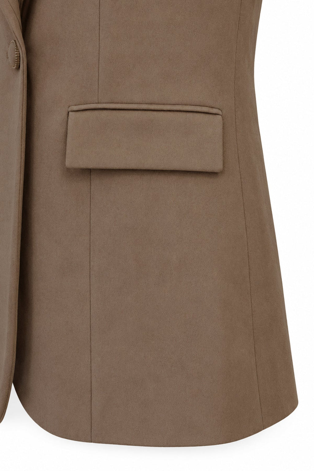 Kapaklı Cepli Tek Düğmeli Süet Blazer Vizon Ceket 0070