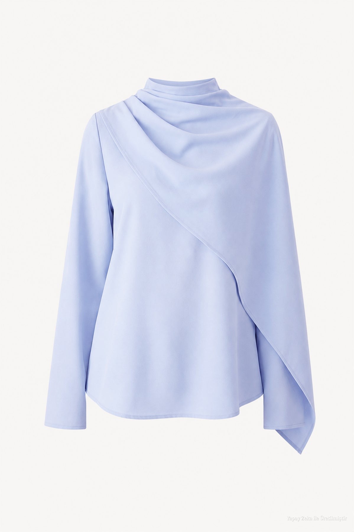 Şal Detaylı Mavi Bluz 0146