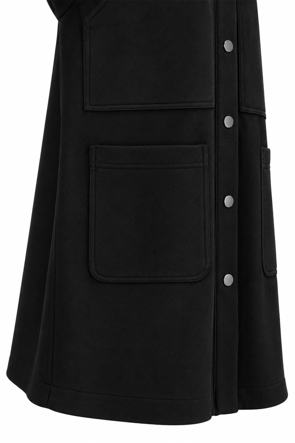 Çıtçıtlı Cepli Süet Siyah Ceket 0195