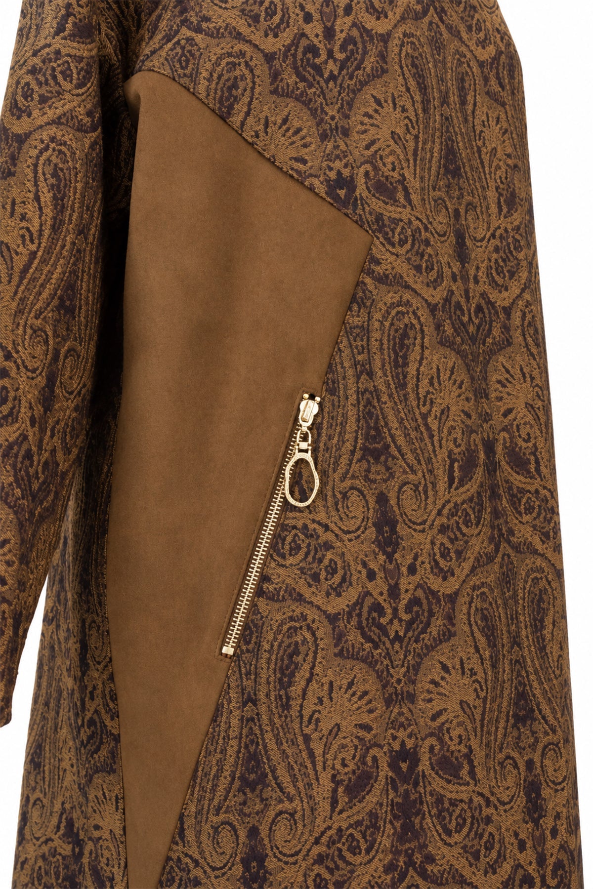 Şal Desenli Garni Detaylı Camel Giy Çık 14148