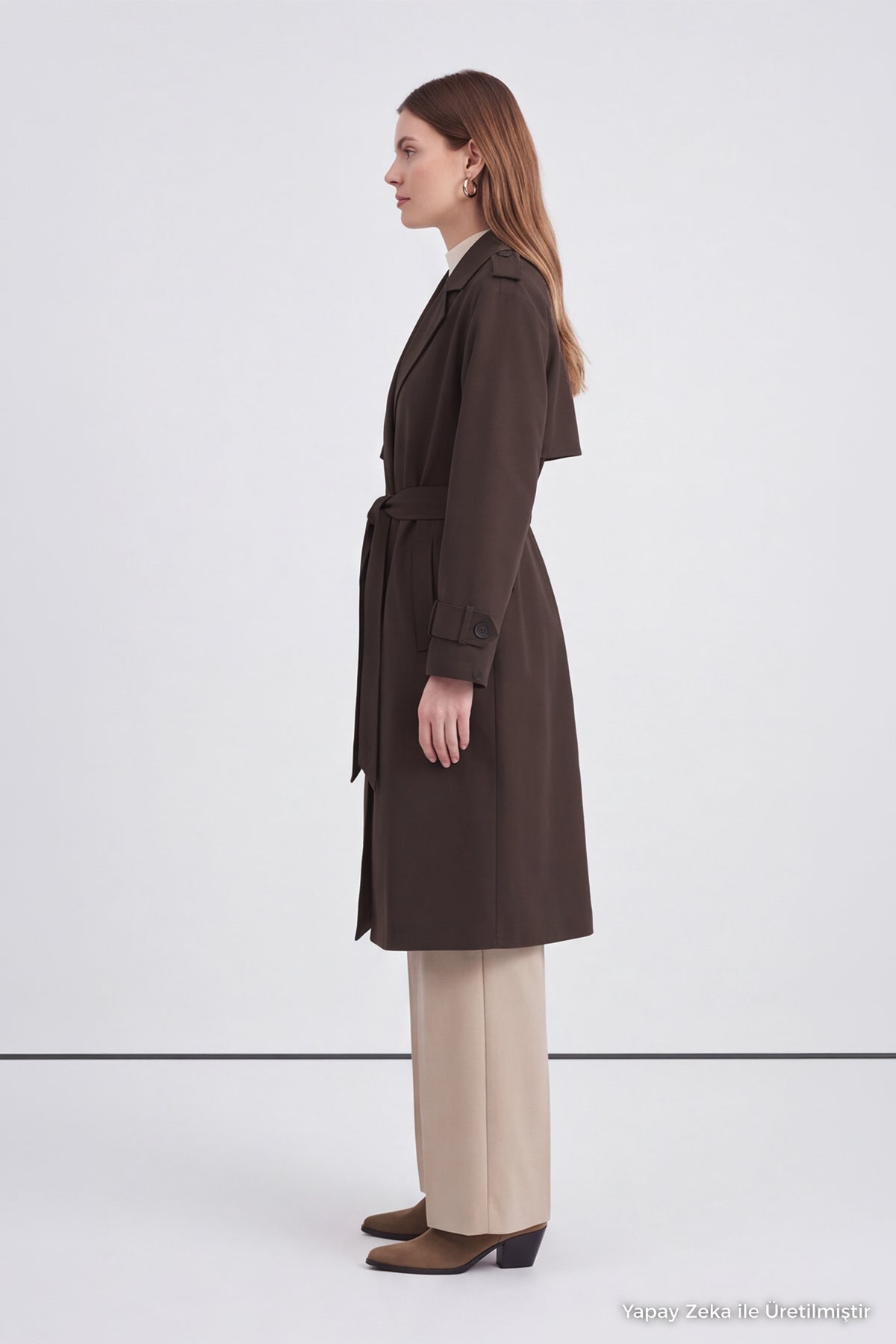 Çift Sıra Düğmeli Oversize Bitter Trençkot 14238