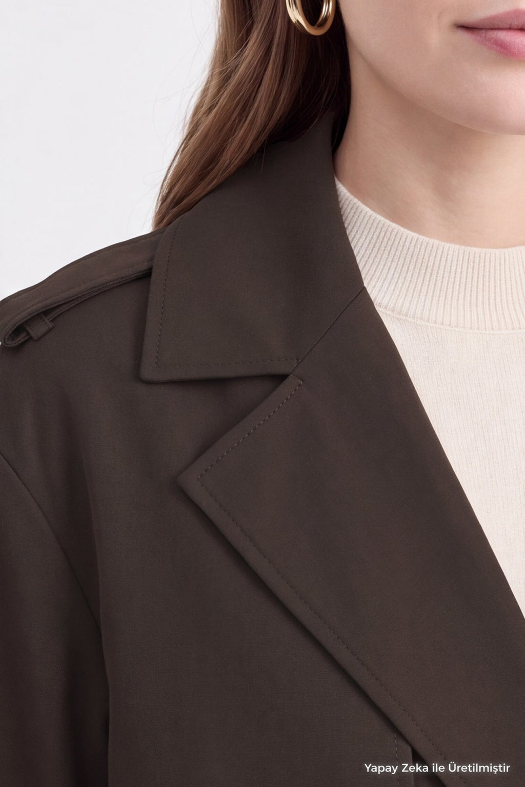 Çift Sıra Düğmeli Oversize Bitter Trençkot 14238