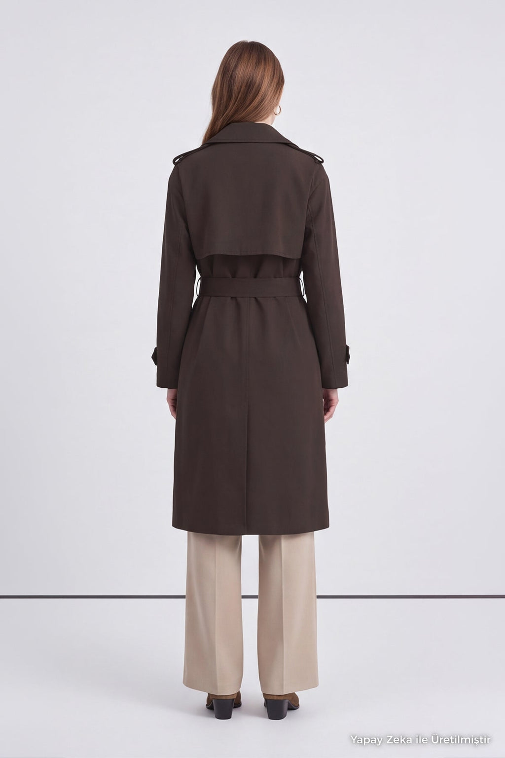 Çift Sıra Düğmeli Oversize Bitter Trençkot 14238