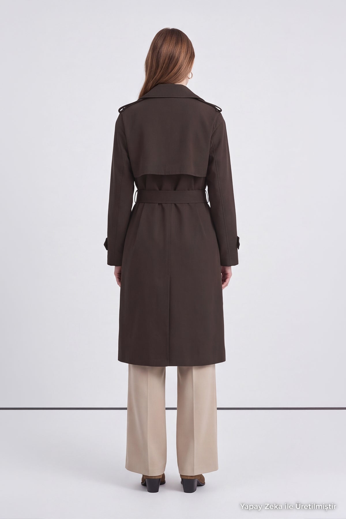 Çift Sıra Düğmeli Oversize Bitter Trençkot 14238