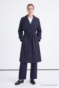 Çift Sıra Düğmeli Oversize Lacivert Trençkot 14238