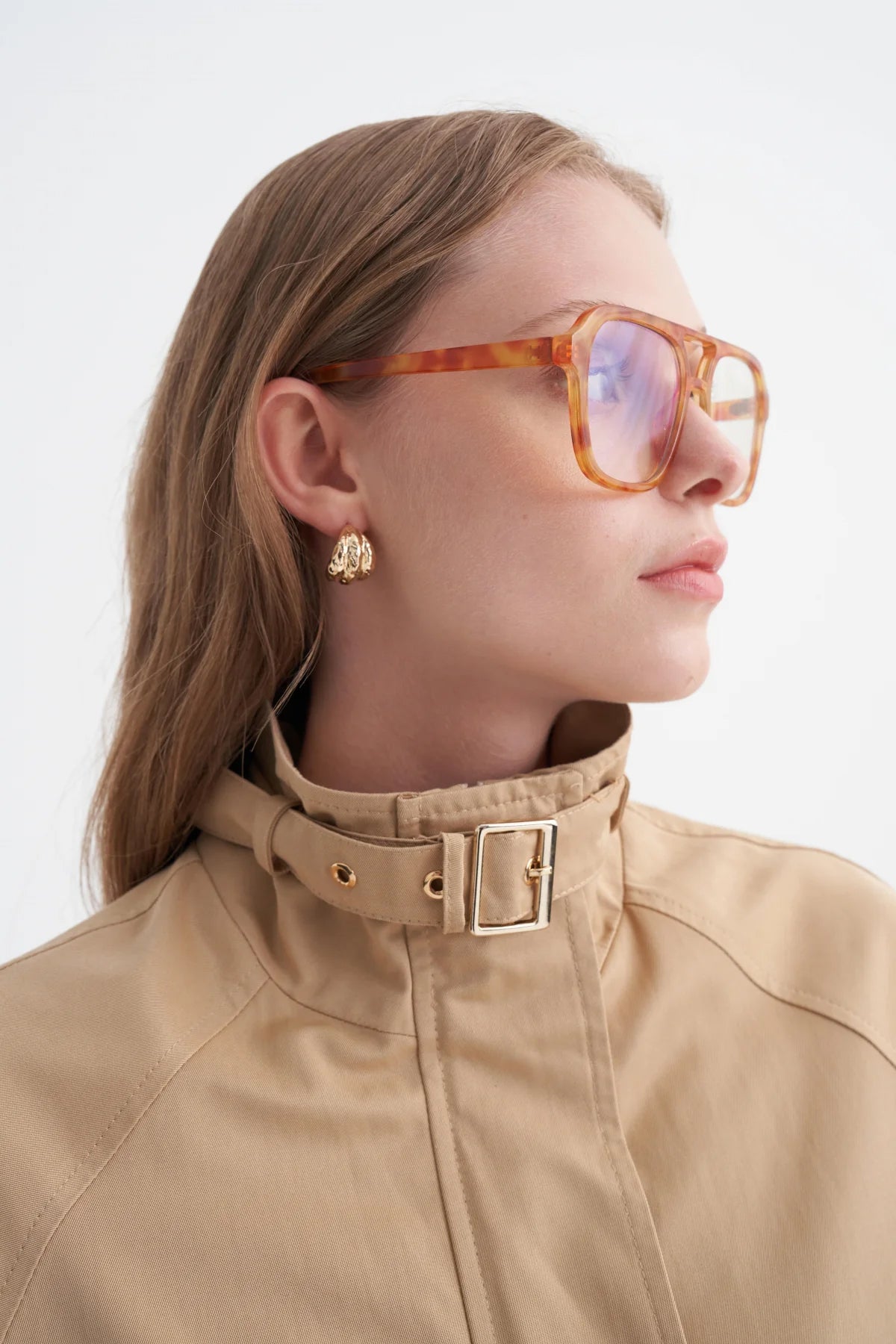 Oversize Dik Yaka Bomber Camel Trençkot 14271