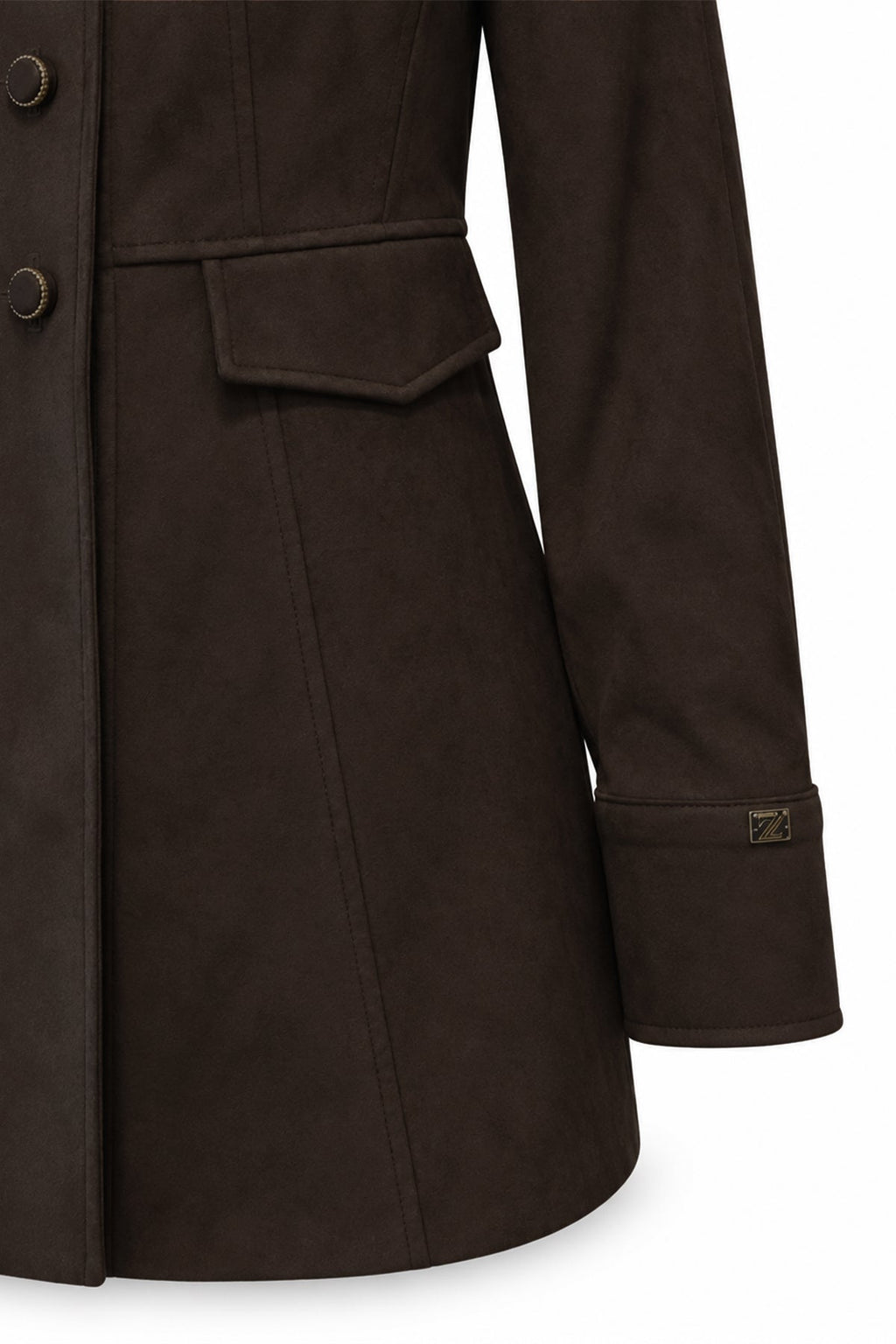 Kapaklı Cep Detaylı Dik Yaka Kahve Takım 2091