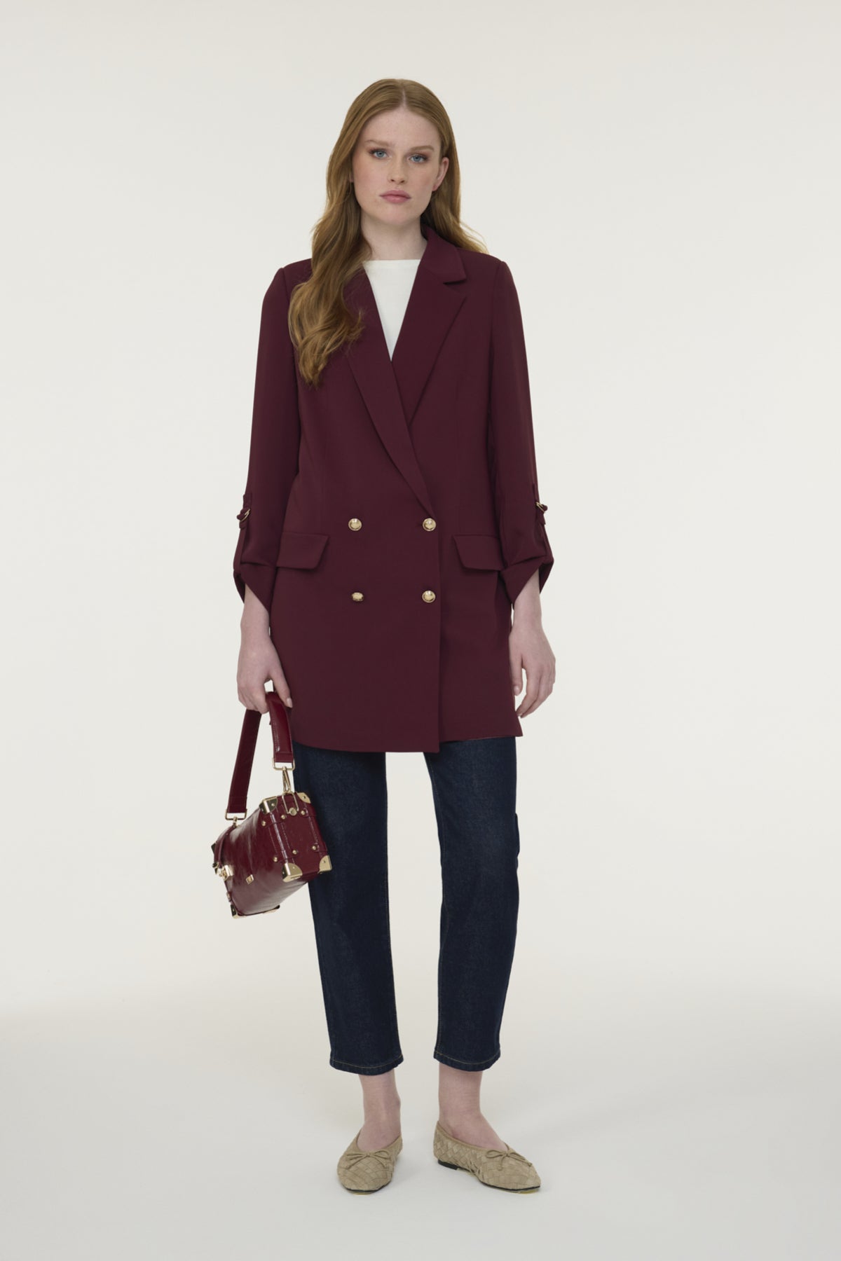 C-0002 TRAPHY CEKET 38-46 Bordo Ceket 0002