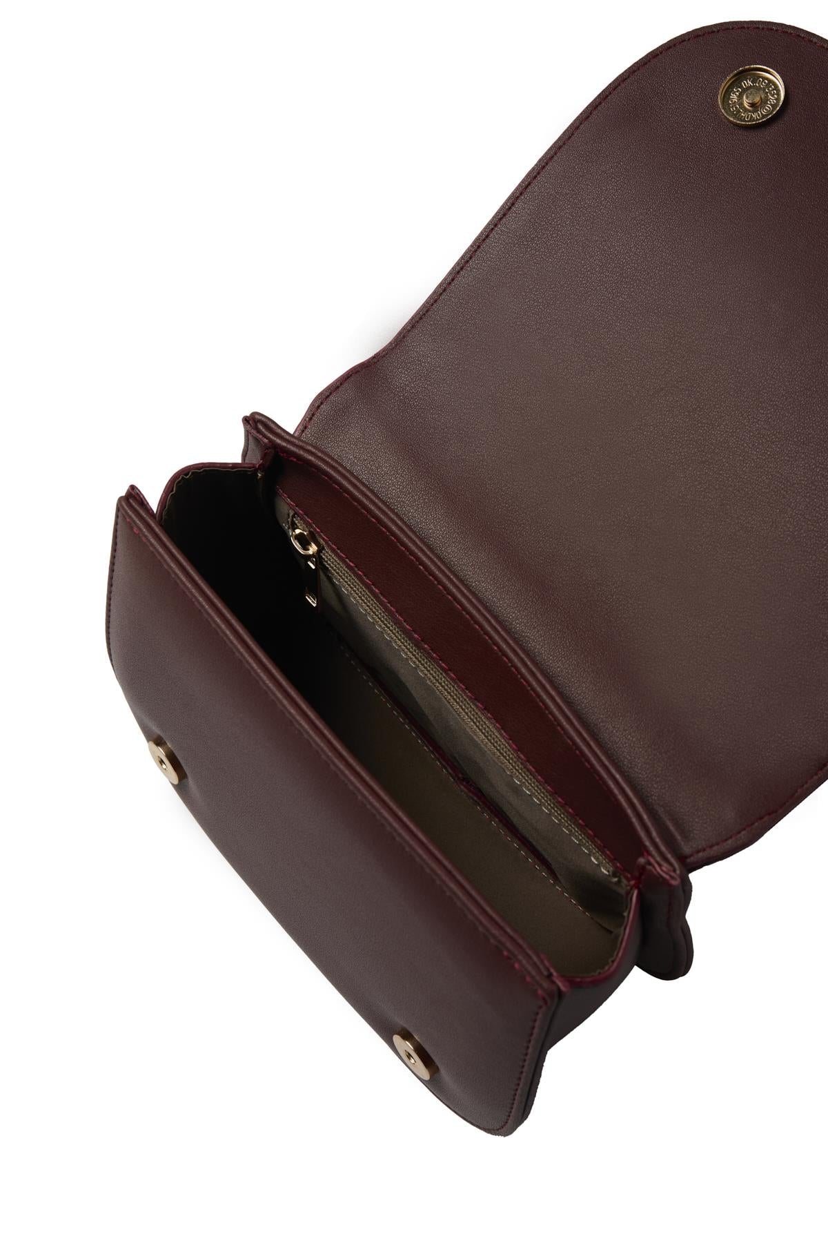 Zincir Askılı Boncuk Detaylı El Ve Omuz Sı Bordo Çanta 0030