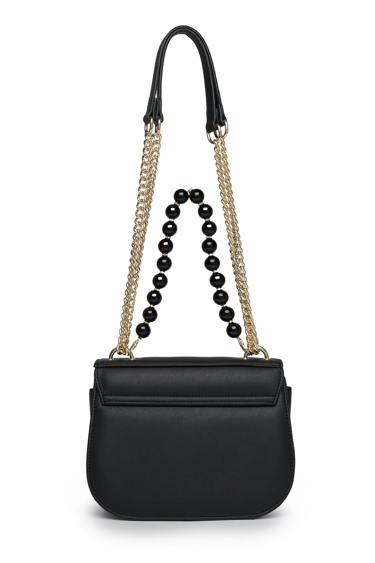 Zincir Askılı Boncuk Detaylı El Ve Omuz Sı Siyah Çanta 0030