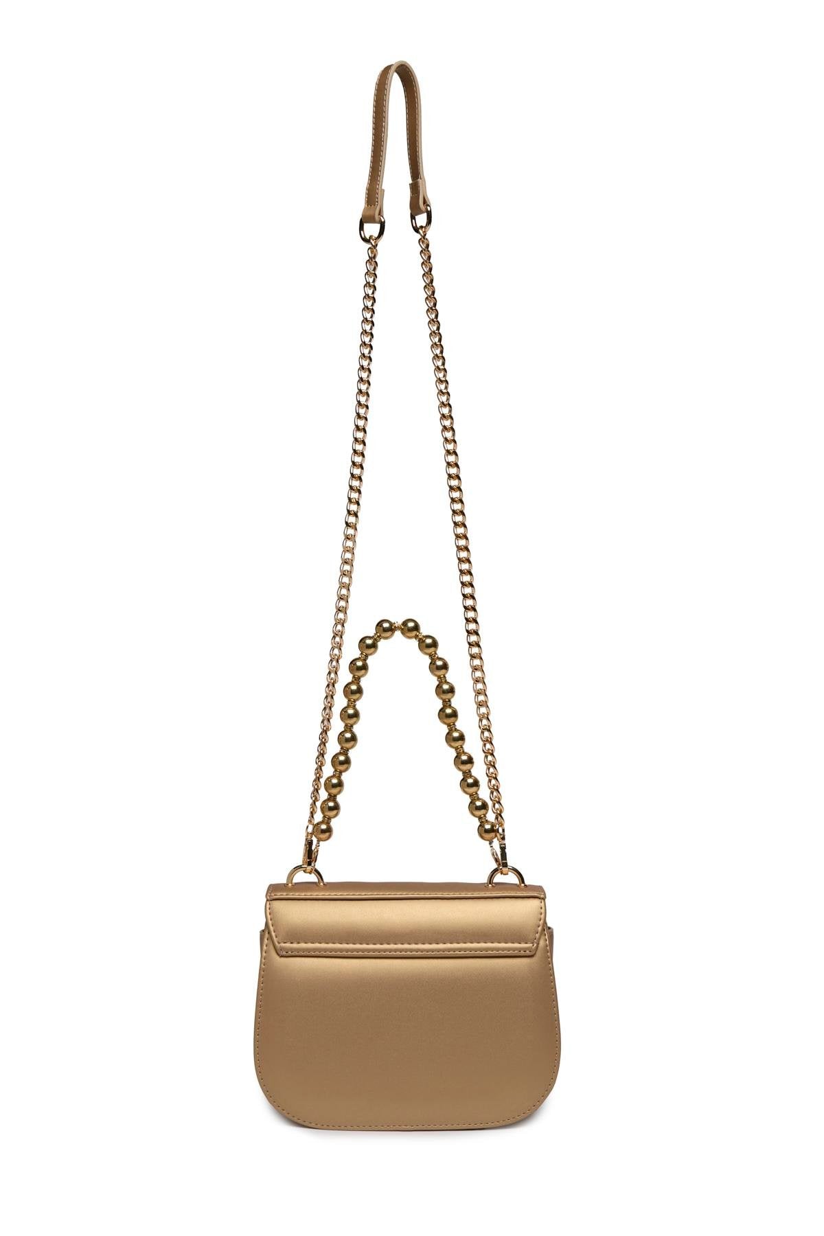 Zincir Askılı Boncuk Detaylı El Ve Omuz Sı Altın Çanta 0030