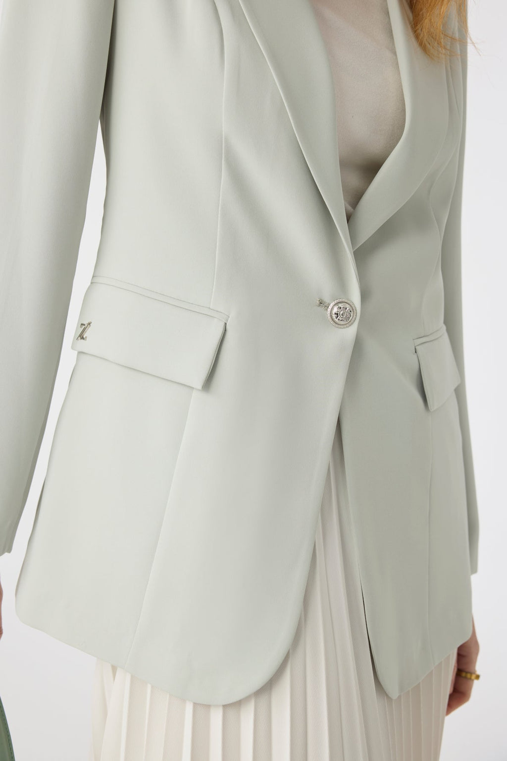 Kruvaze Yaka Tek Düğmeli Blazer Stone Ceket 0070