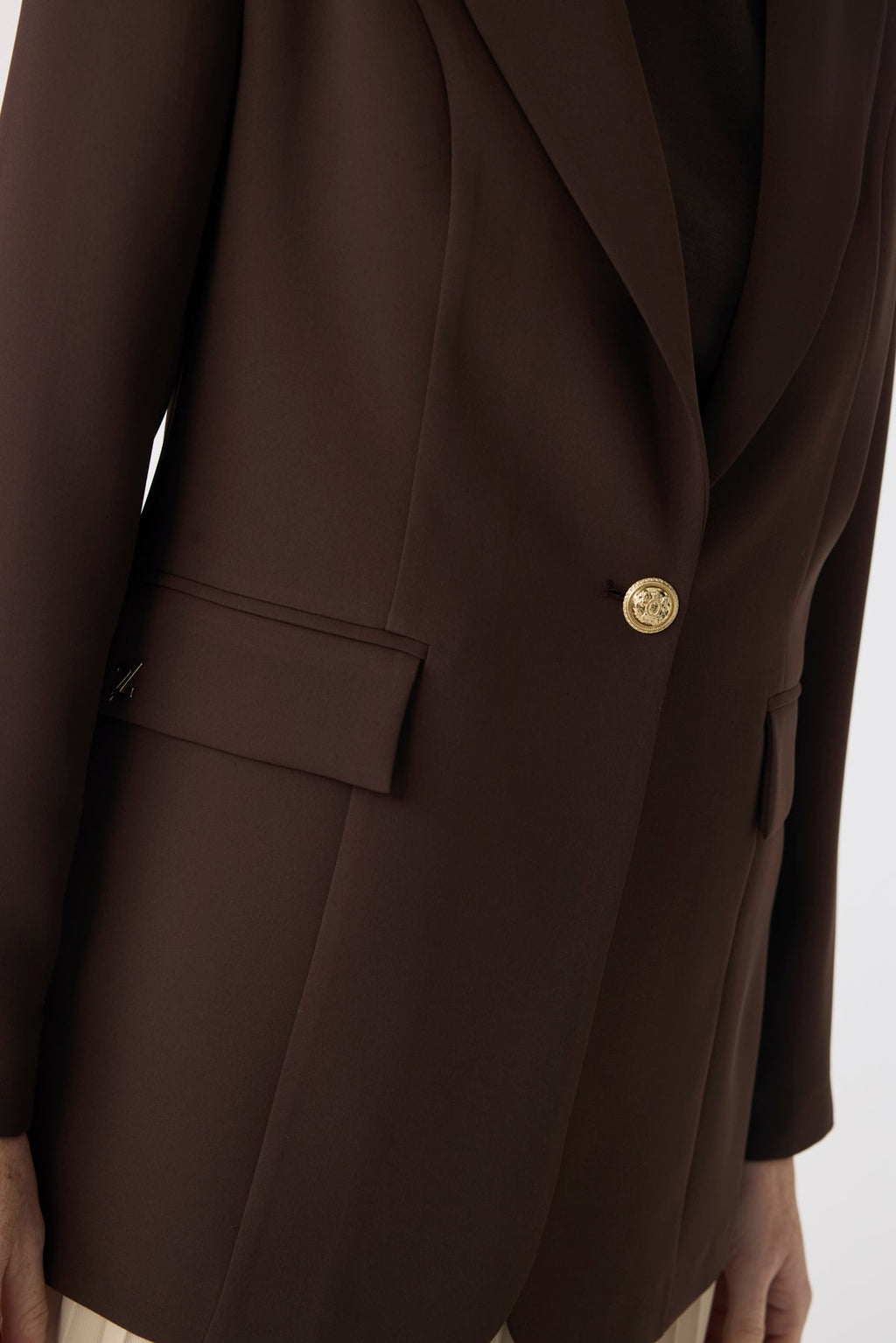 Kruvaze Yaka Tek Düğmeli Blazer Kahve Ceket 0070