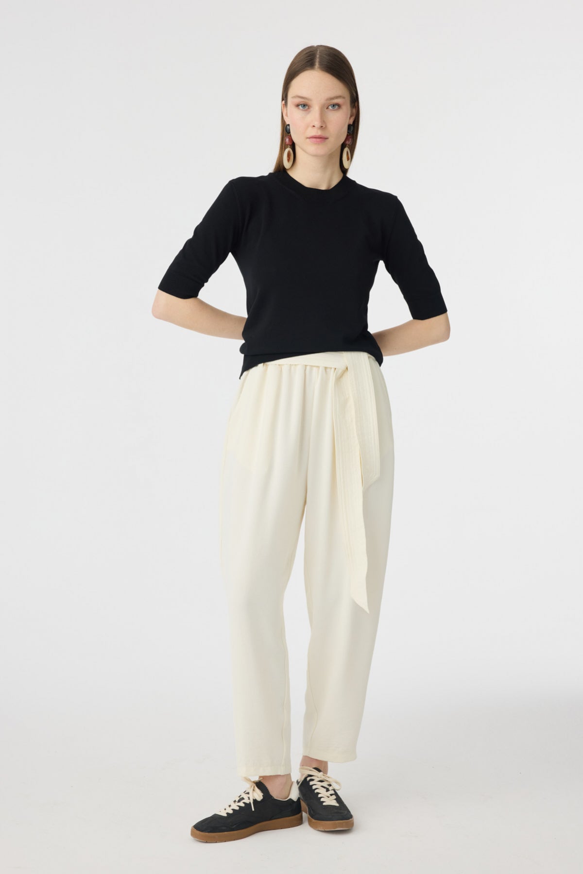 P-0268 SOLENİ PANTOLON 38-42 Ekru Pantolon 0268