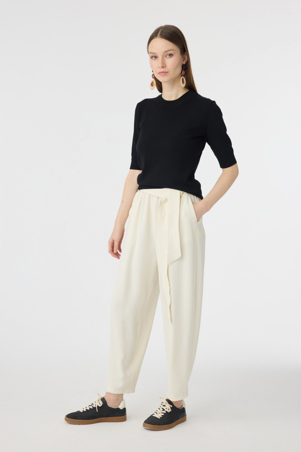P-0268 SOLENİ PANTOLON 38-42 Ekru Pantolon 0268