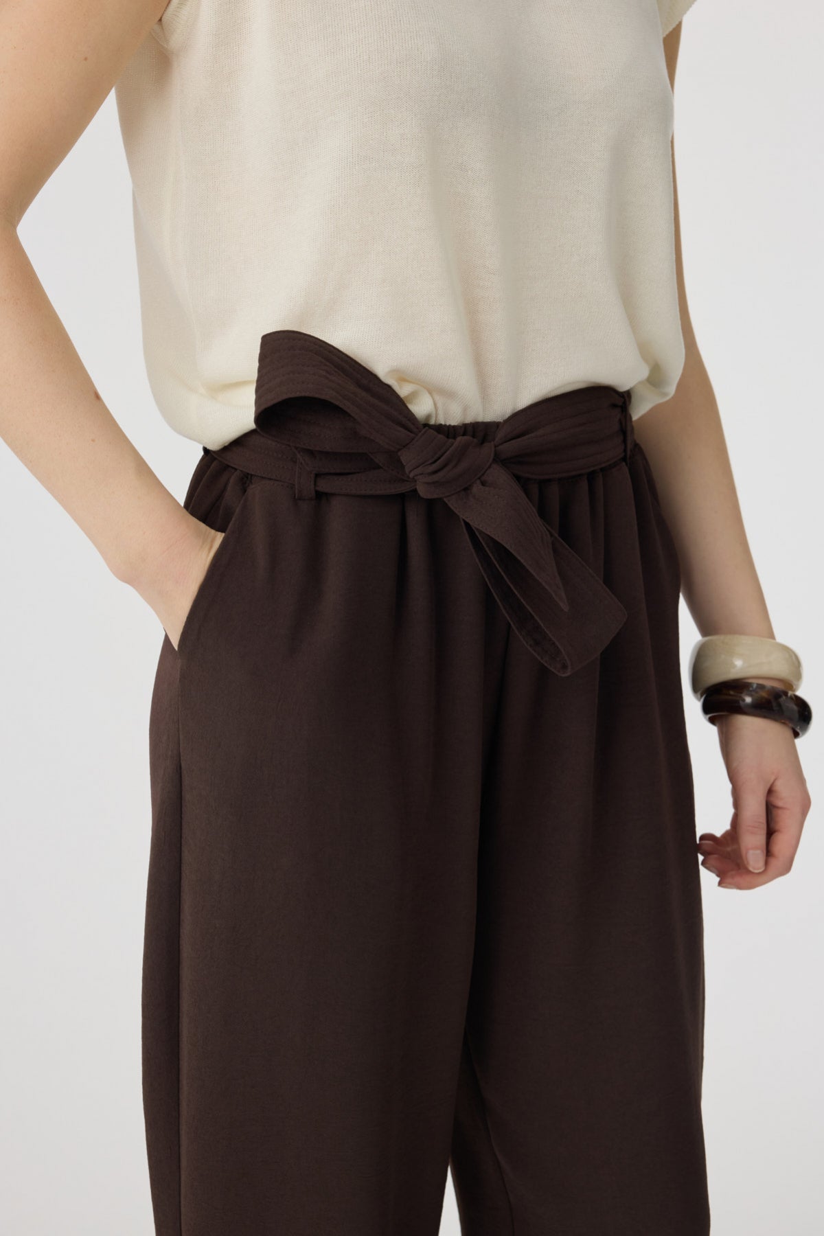 P-0268 SOLENİ PANTOLON 38-42 Kahve Pantolon 0268