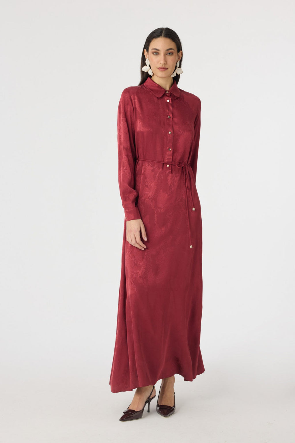 E-0547 MELURE ELBİSE 38-42 Bordo Elbise 0547