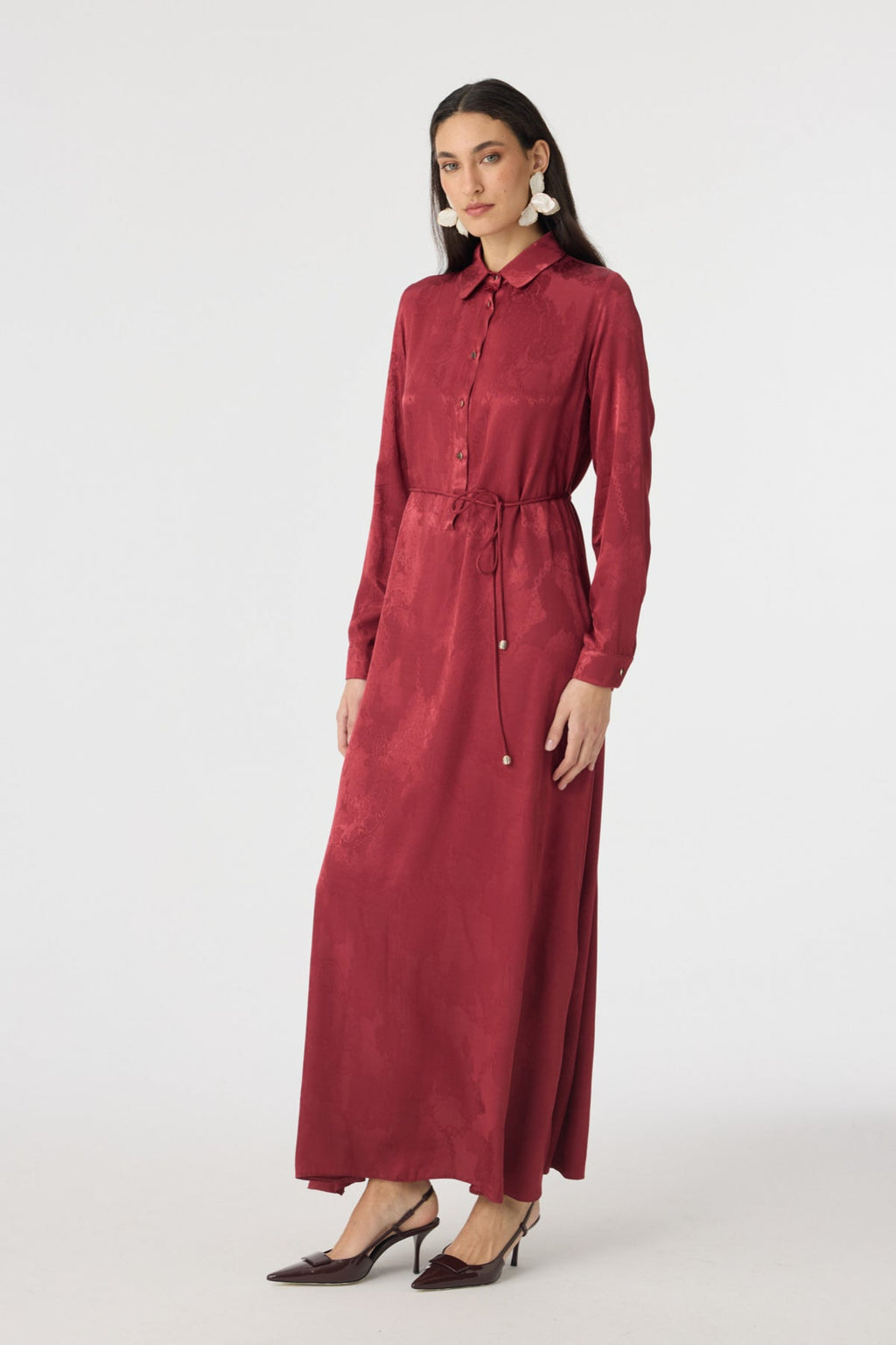 E-0547 MELURE ELBİSE 38-42 Bordo Elbise 0547