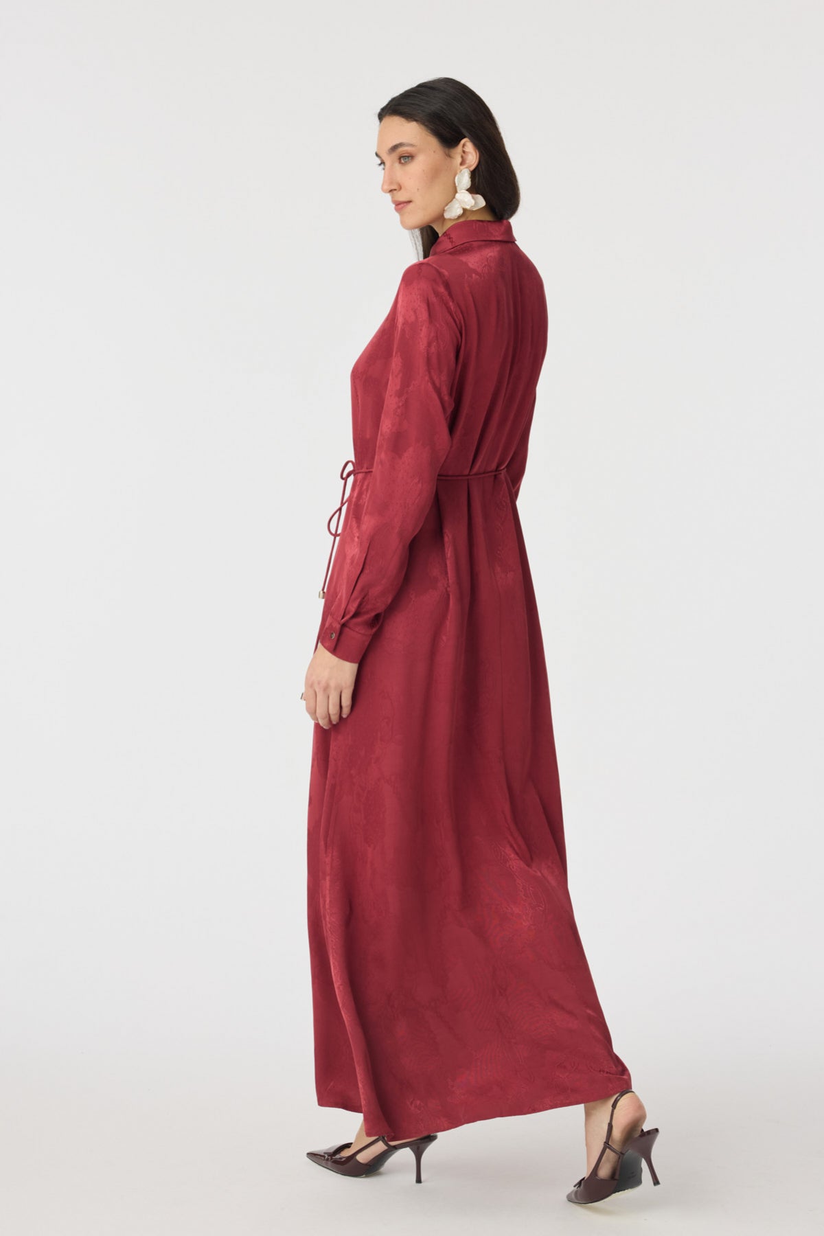 E-0547 MELURE ELBİSE 38-42 Bordo Elbise 0547