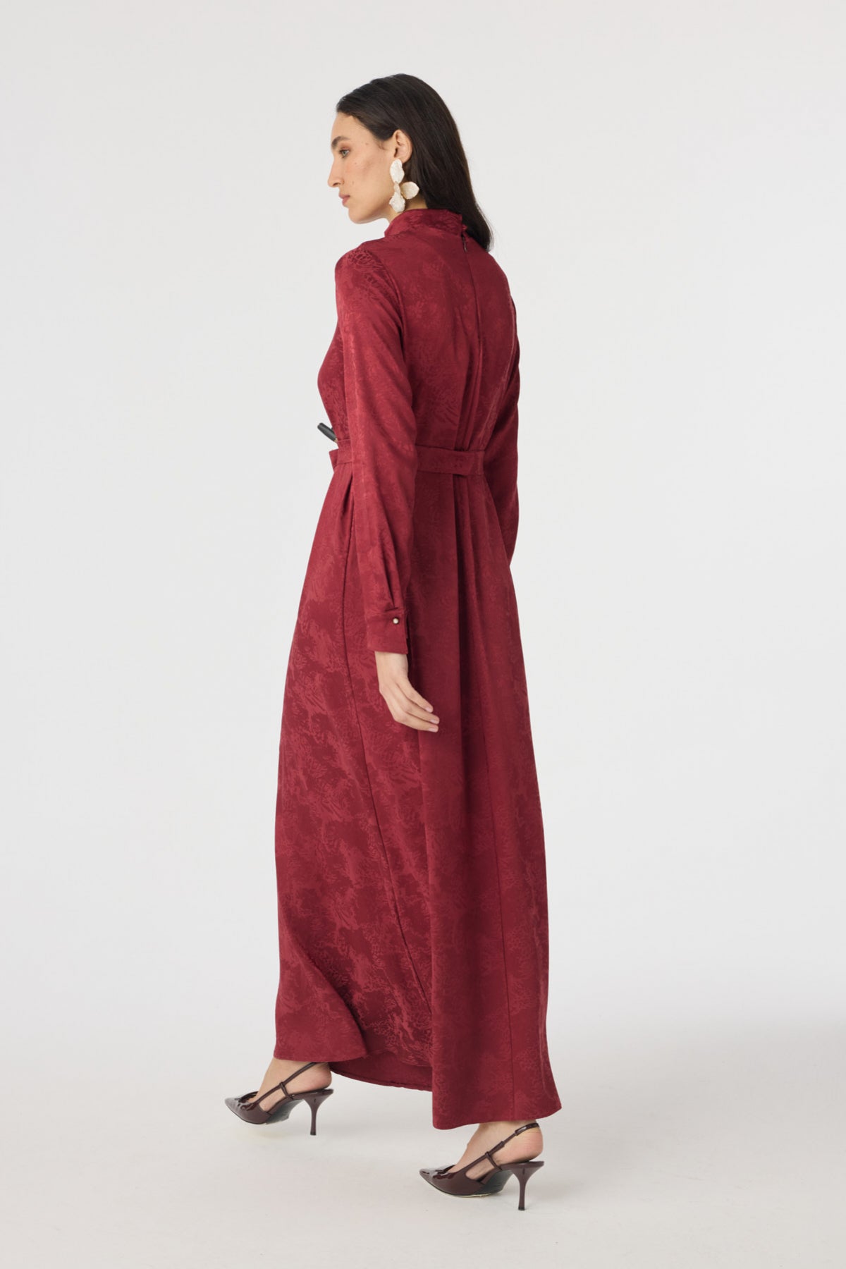 E-0563 MELURE ELBİSE 38-44 Bordo Elbise 0563