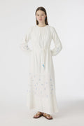 E-0599 SOLENA ELBİSE 36-42 Ekru Elbise 0599