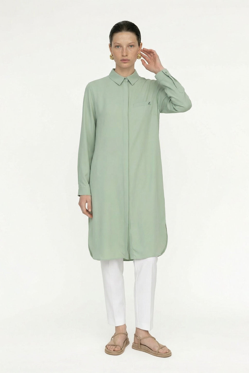 T-0767 SHON TUNİK 38-52 Mint Tunik 0767
