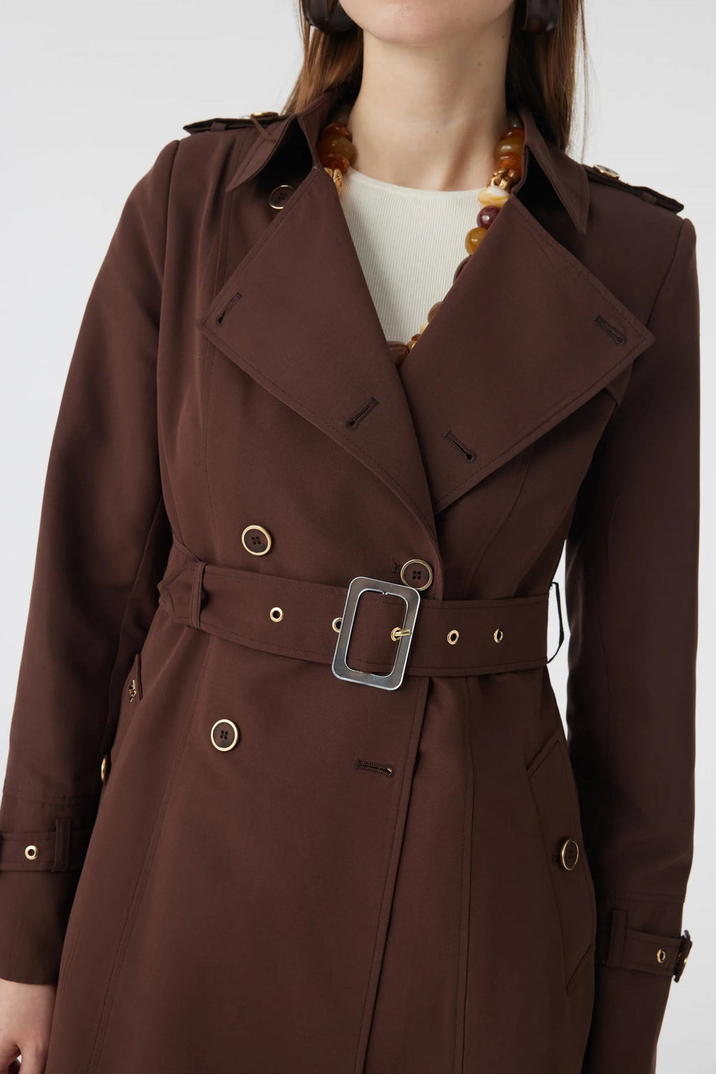 12528 LESNA TRENÇ 38- Kahve Trençkot 12528