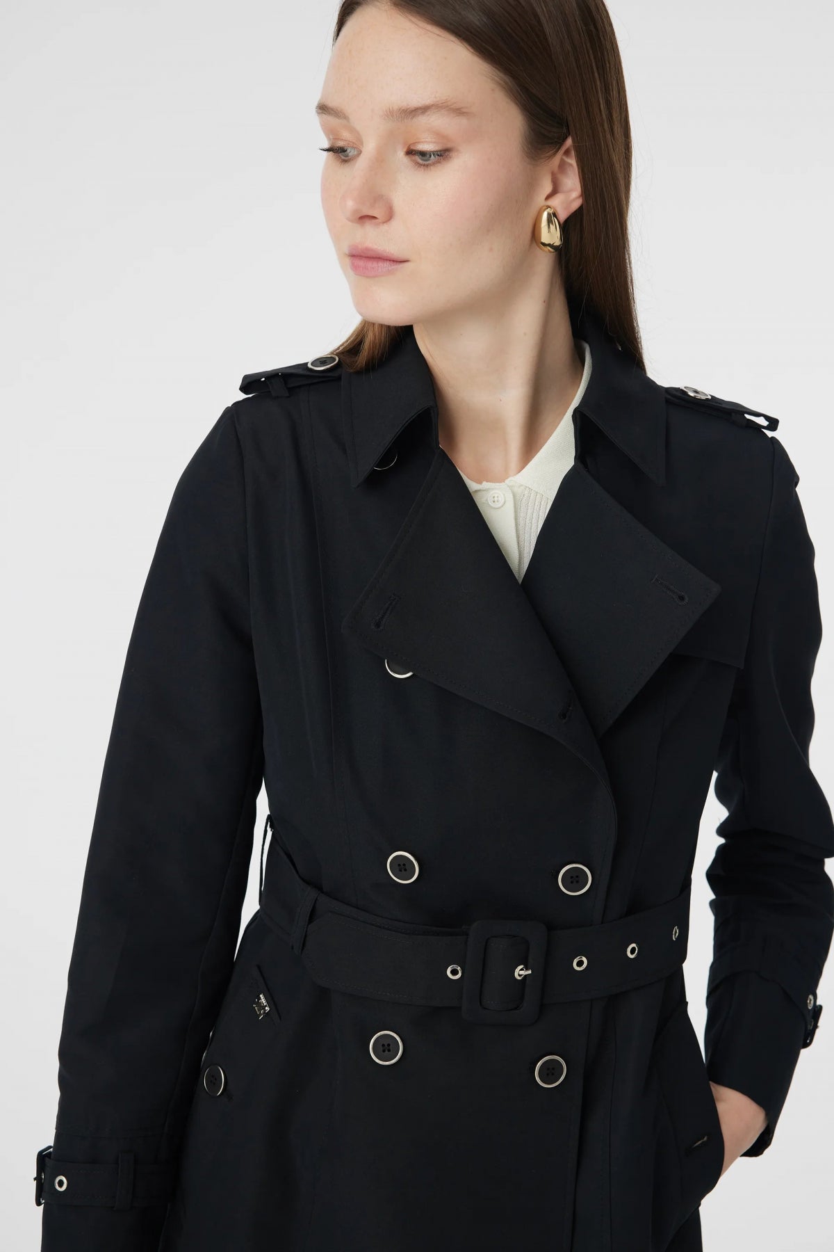 12528 LESNA TRENÇ 38- Siyah Trençkot 12528